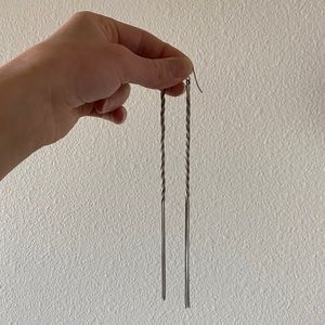 8 inch Silver earrings